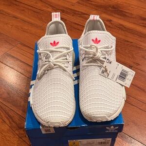 Adidas Kids White and Red Sneakers